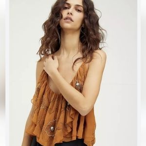 Free people elsa embellished beaded tank top